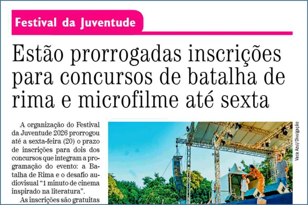 Na mídia: Estão prorrogadas inscrições para concursos de batalha de rima e microfilme até sexta