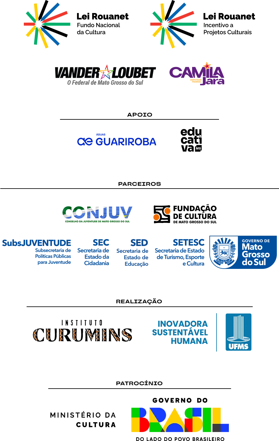 Patrocínio, realização e parceiros do FestJuv 2026