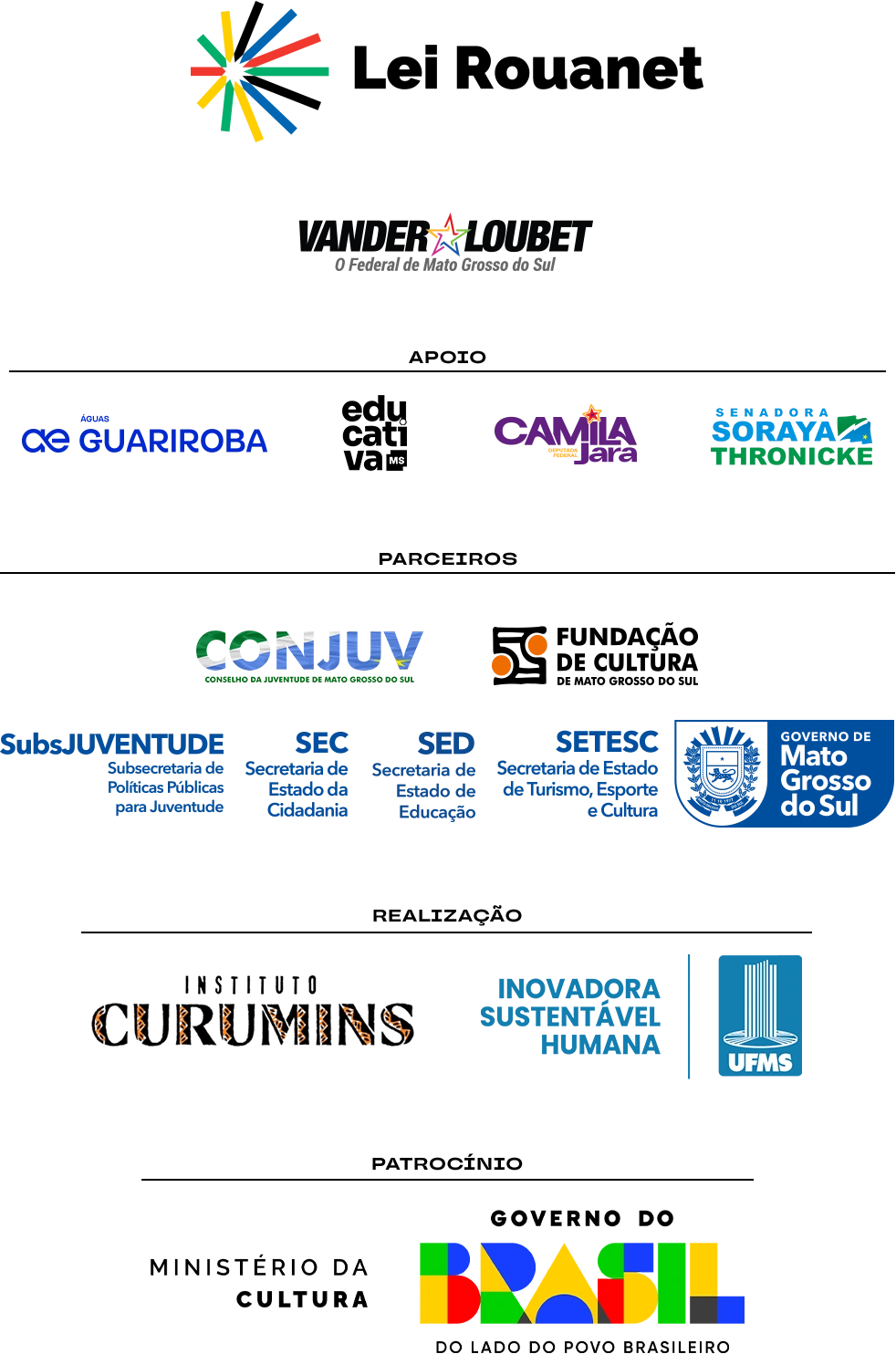 Patrocínio, realização e parceiros do FestJuv 2026