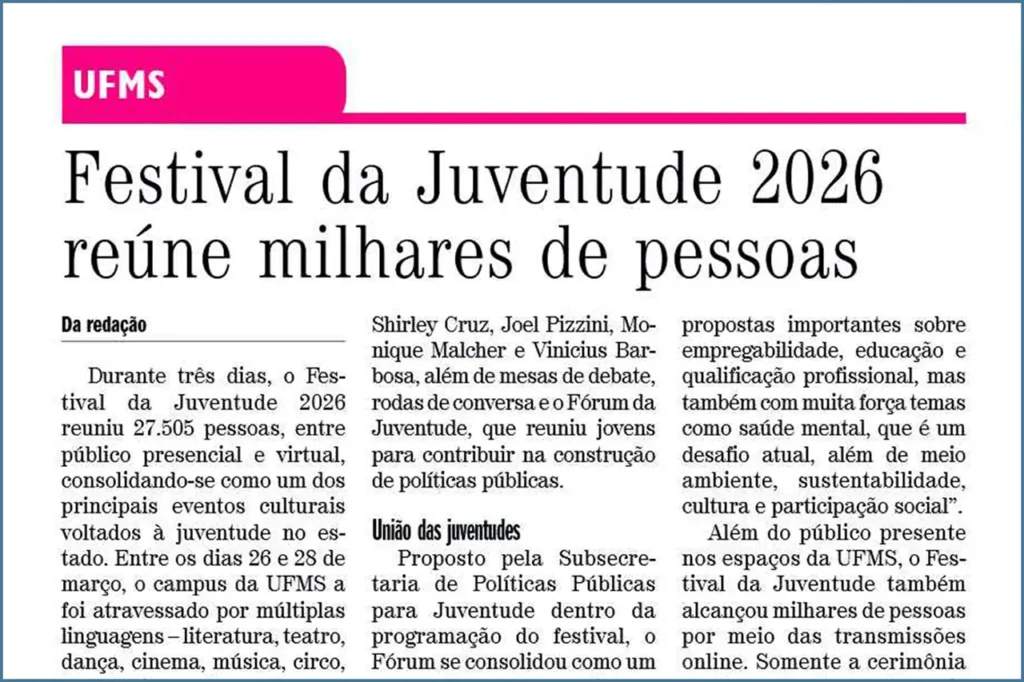 Na mídia: Festival da Juventude 2026 reúne milhares de pessoas